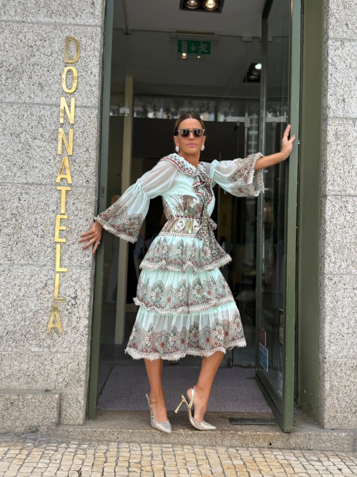 VESTIDO ESTAMPADO VERDE ÁGUA