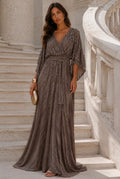 VESTIDO TAUPE COM BRILHO