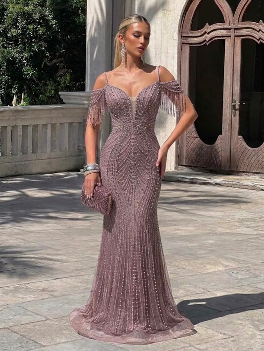 VESTIDO BRILHOS EM ROSA VELHO