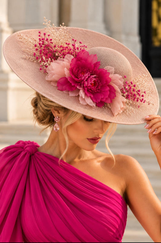 TOUCADO ROSA CLARO COM FLORES FUCSIA