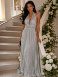 VESTIDO PRATEADO PLISSADO