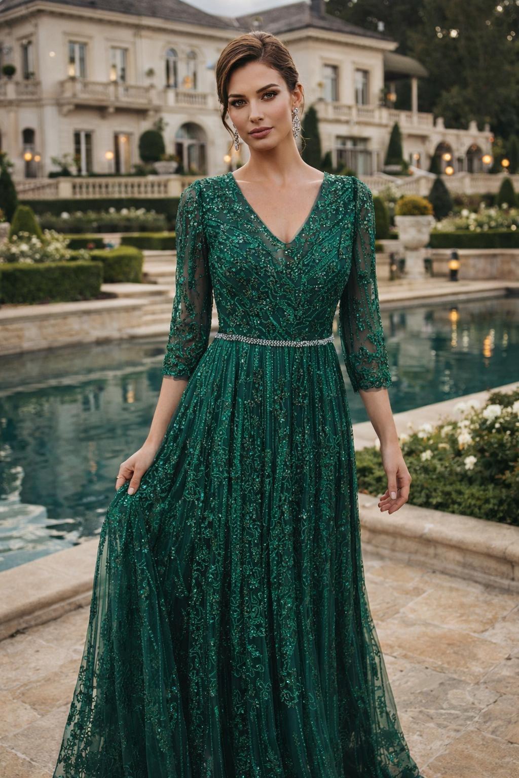 VESTIDO VERDE PEDRARIA