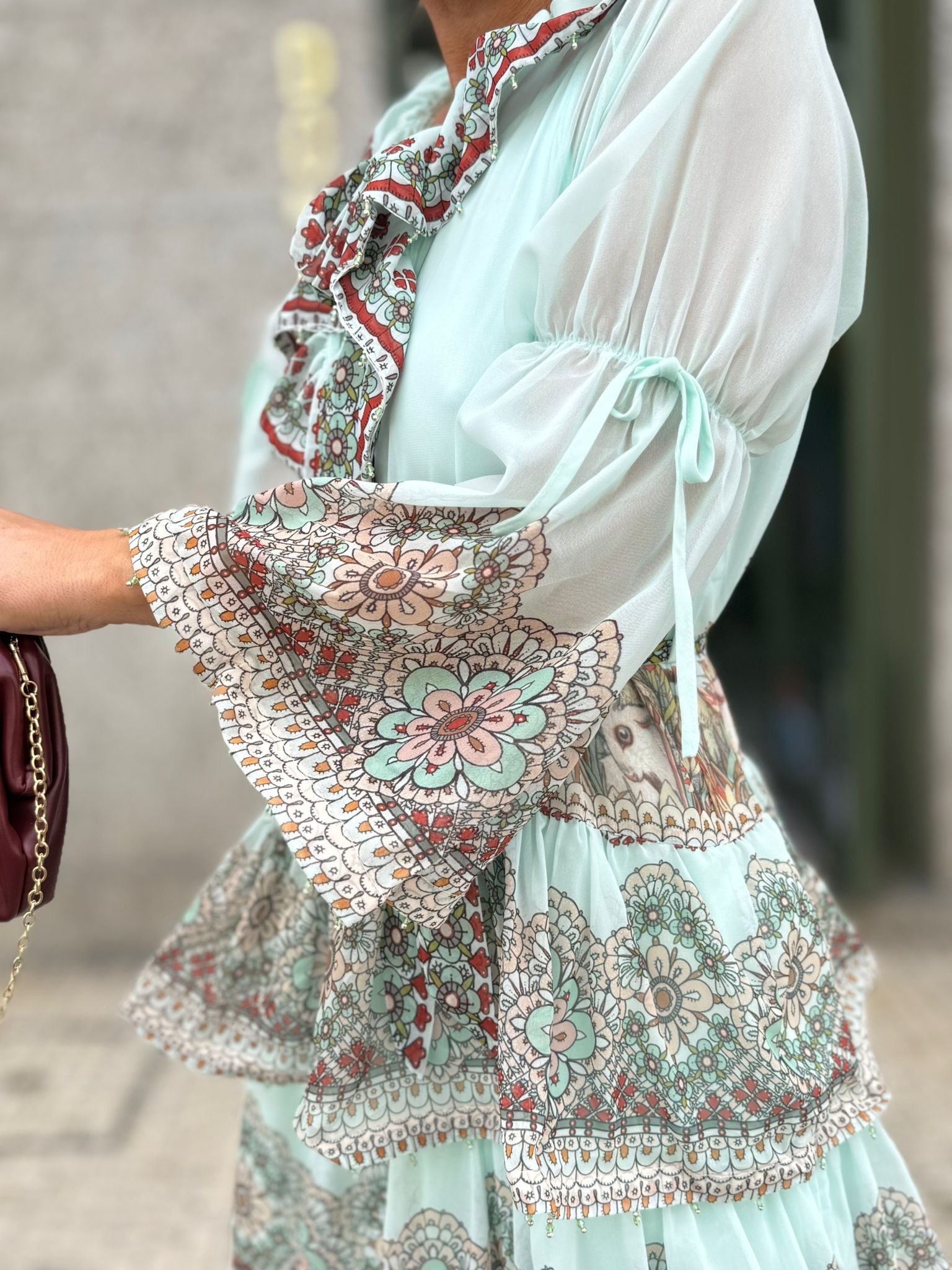 VESTIDO ESTAMPADO VERDE ÁGUA