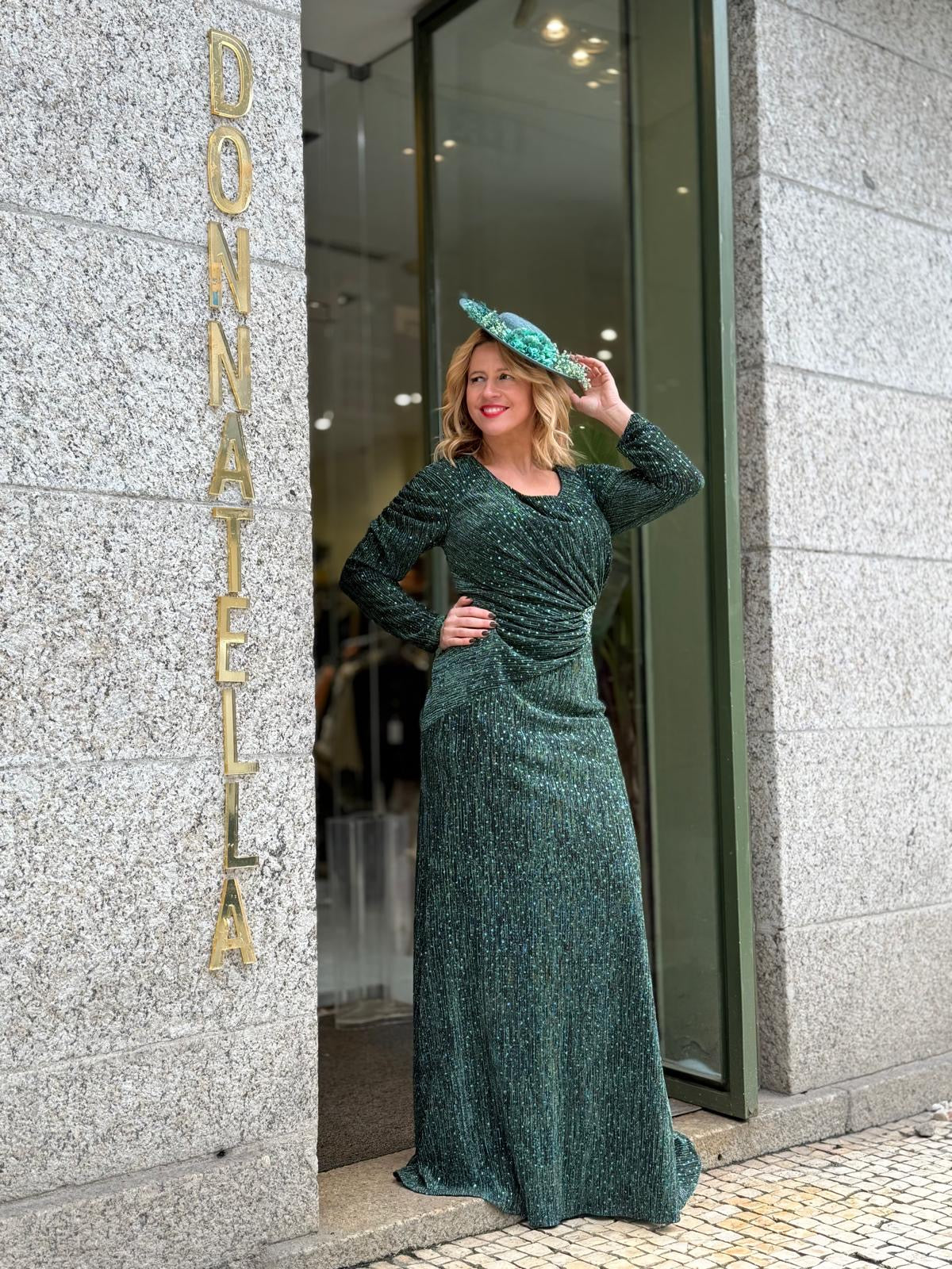 VESTIDO VERDE BRILHO