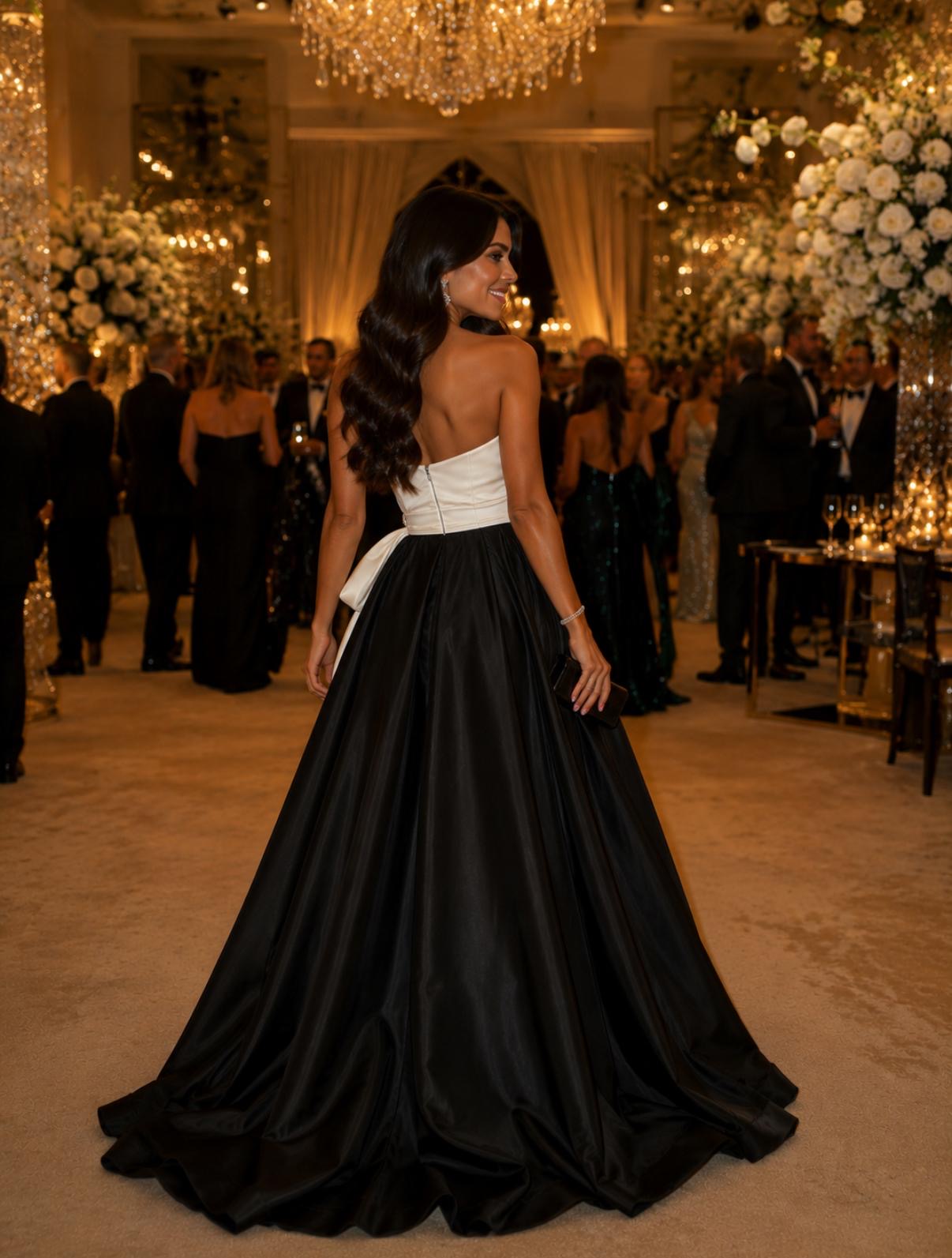 VESTIDO PRETO E BRANCO