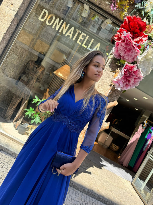 Vestido renda de manga