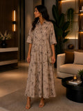 VESTIDO LINHO FLORAL NUDE