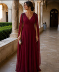 VESTIDO VERMELHO MANGA CAPA