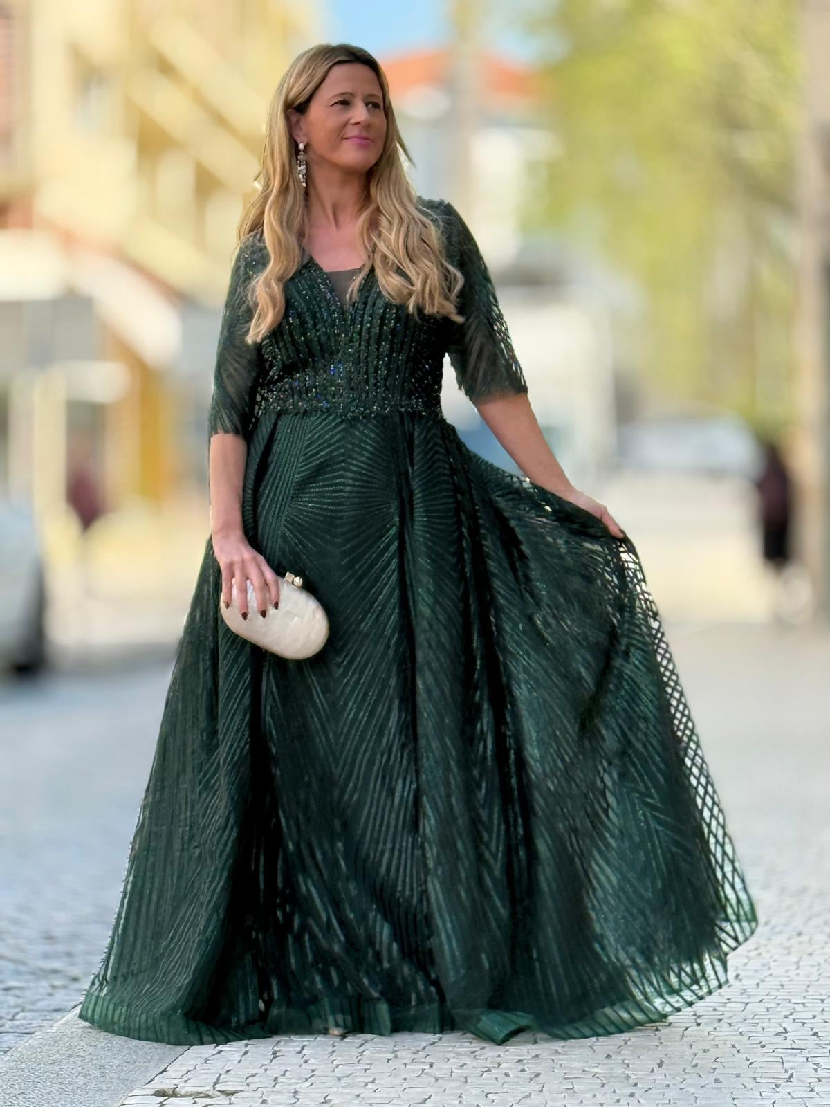 VESTIDO VERDE LANTEJOULAS