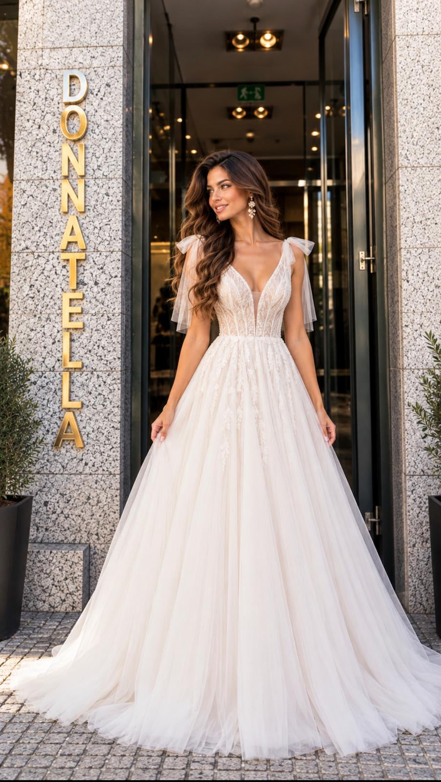 VESTIDO EM TULE COM LAÇOS NOS OMBROS