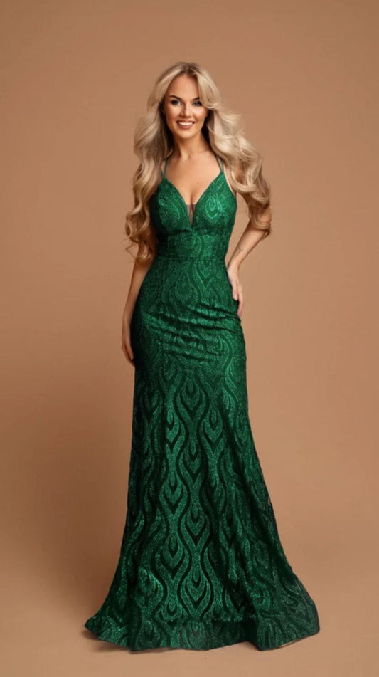 Vestido brilho em forma de chama