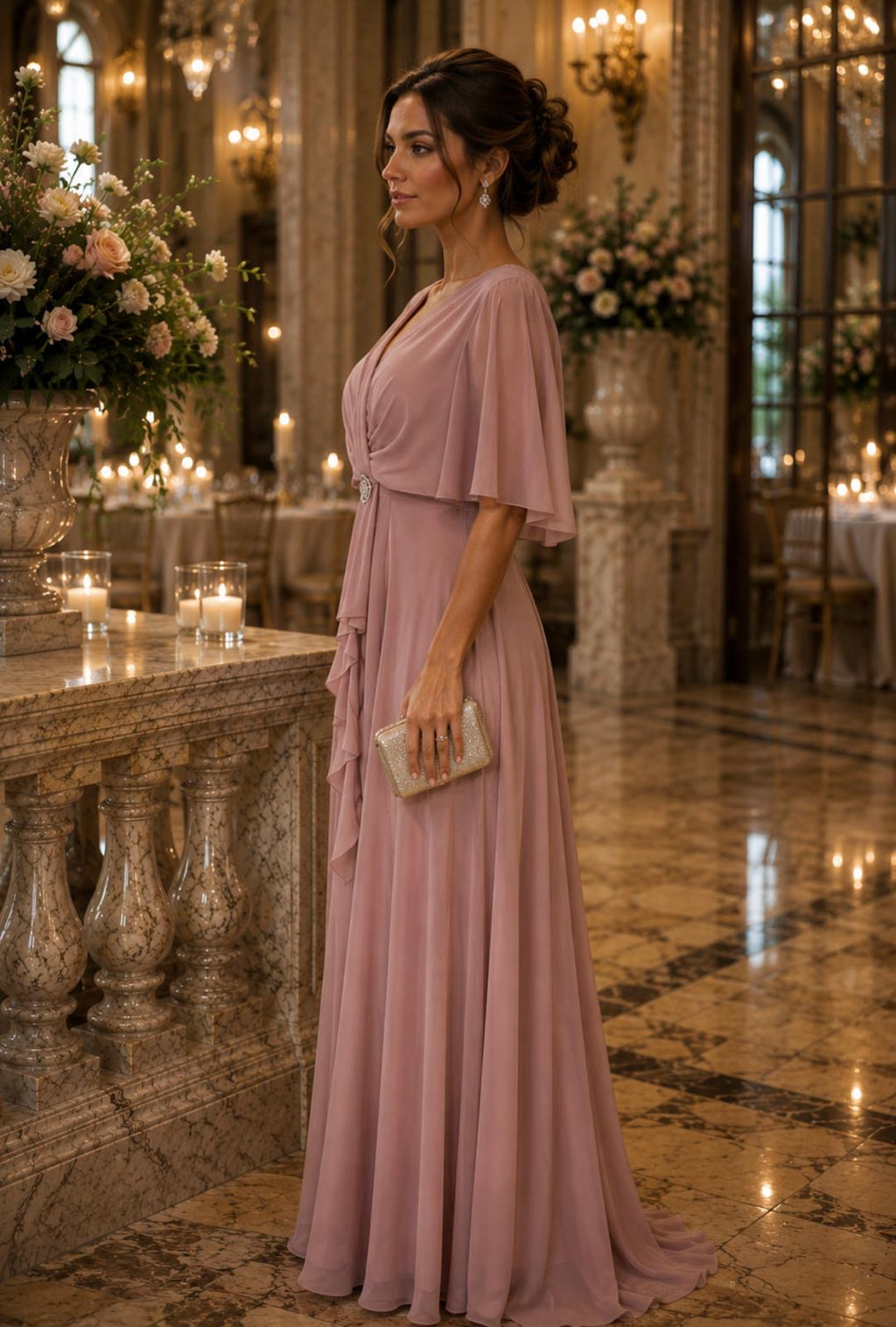 VESTIDO COMPRIDO COM APLICAÇÃO