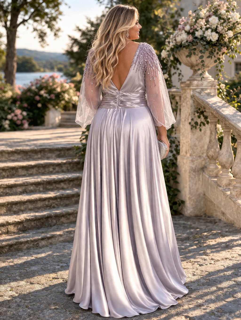 VESTIDO LAVANDA ACETINADO