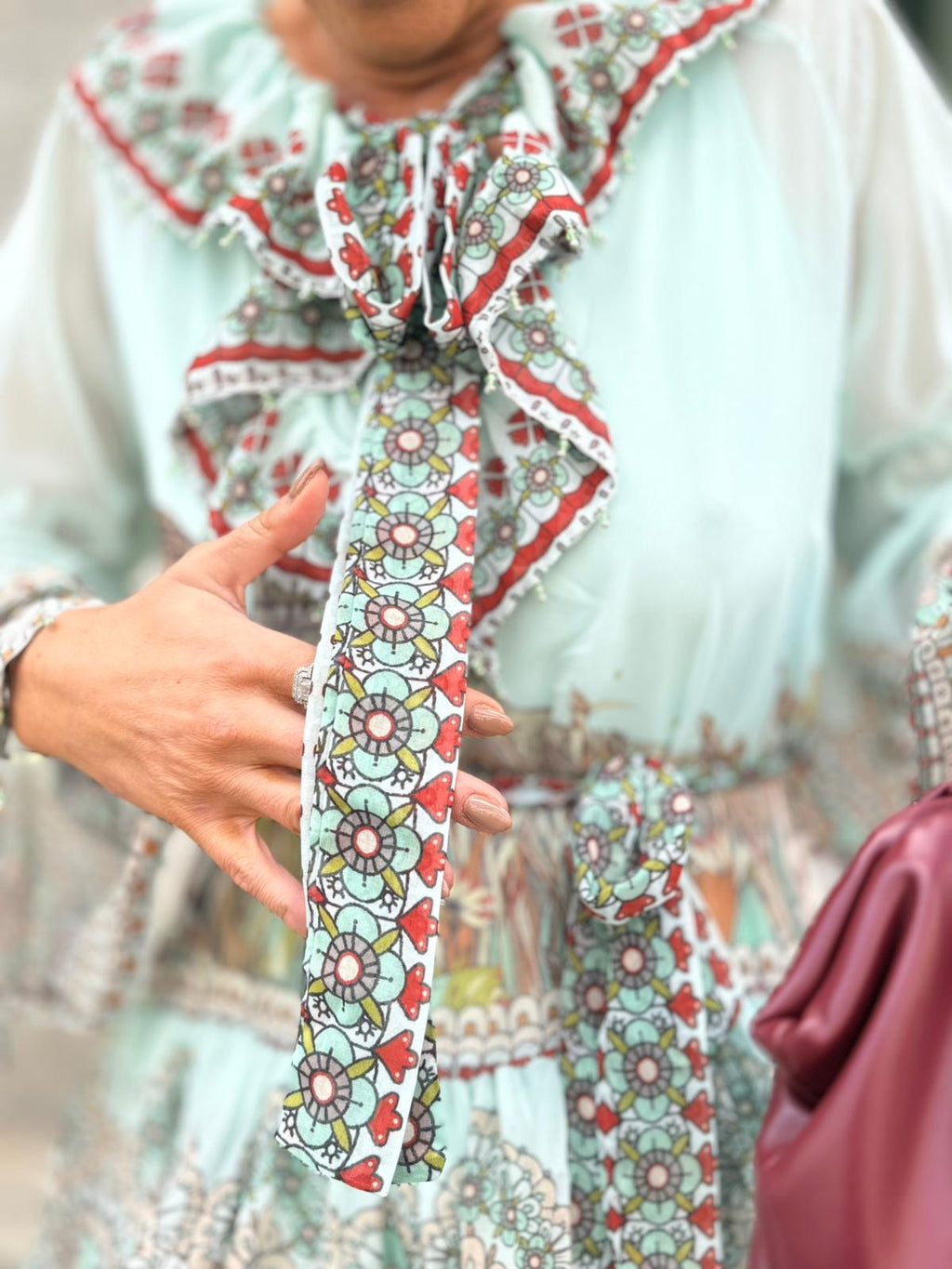 VESTIDO ESTAMPADO VERDE ÁGUA