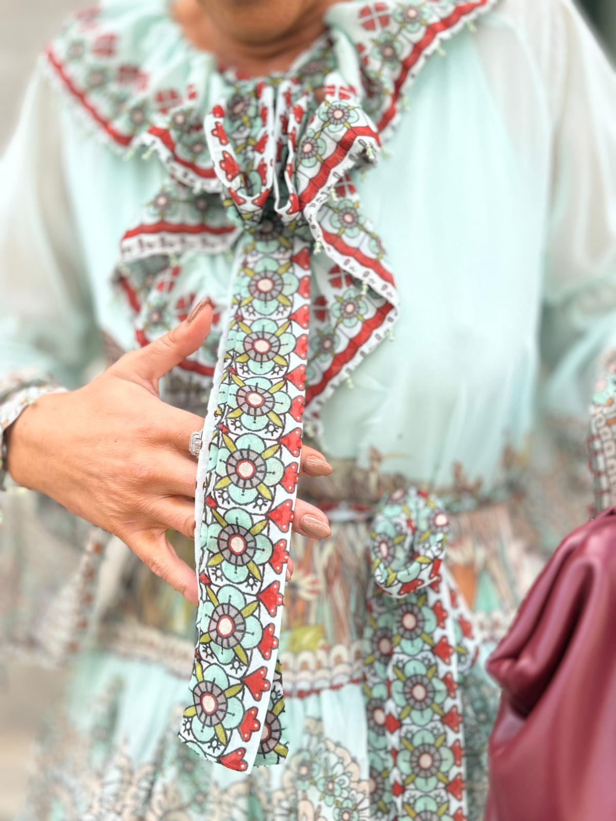 VESTIDO ESTAMPADO VERDE ÁGUA