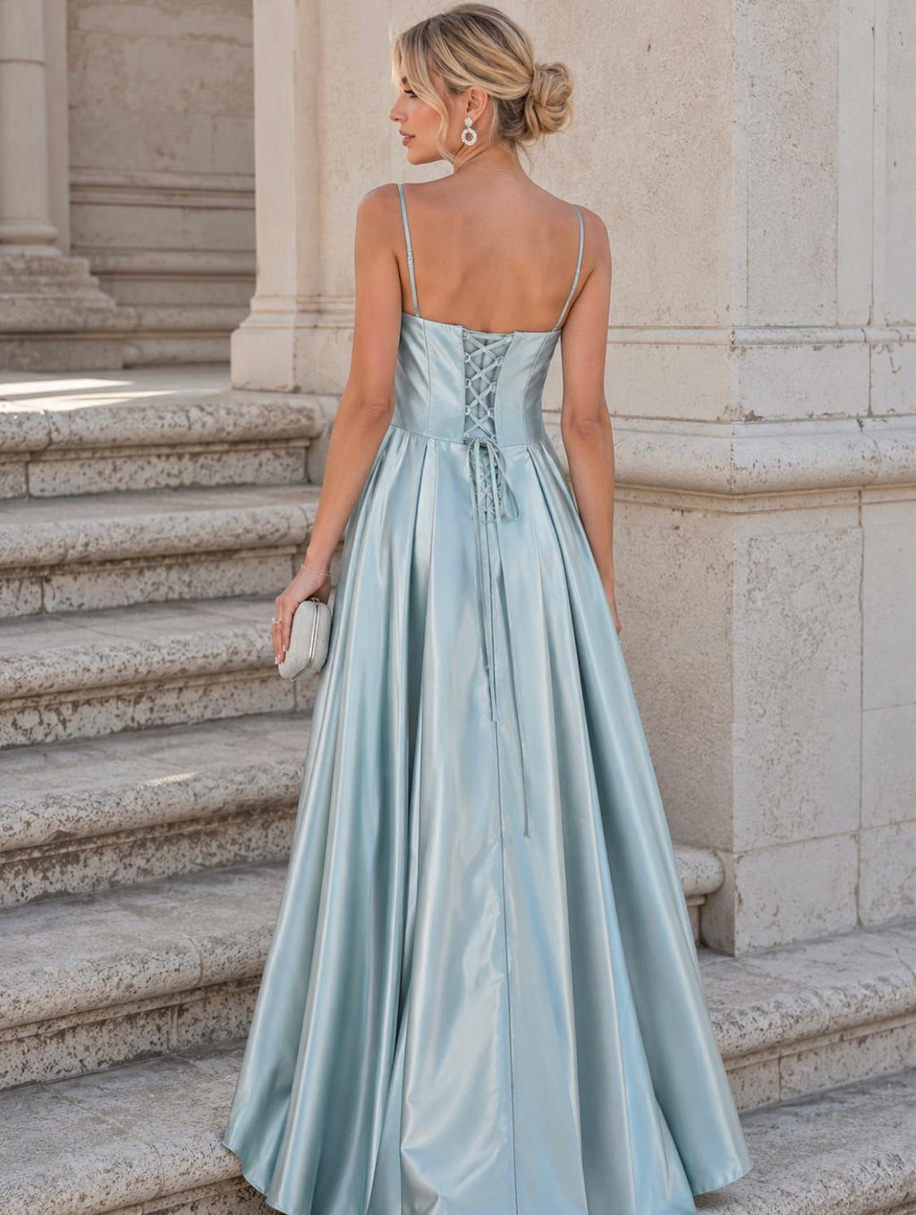 VESTIDO AZUL ACETINADO