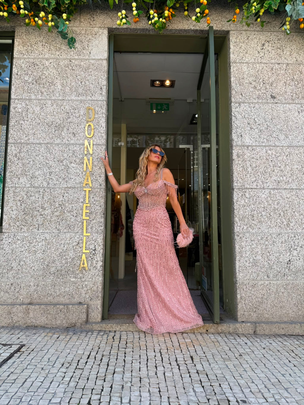 VESTIDO LONGO GLAMOUR ROSA