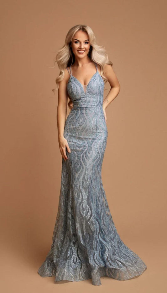 Vestido brilho em forma de chama