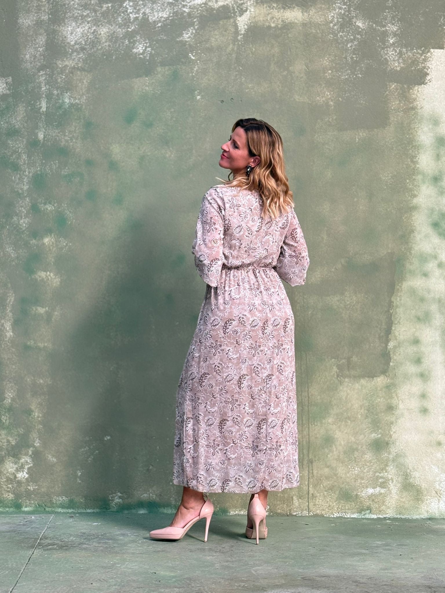 Vestido estampado longo