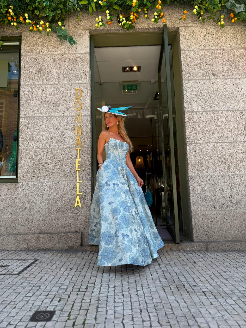 VESTIDO LONGO FLORAL AZUL
