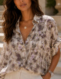 CAMISA ESTAMPADA COM BRILHANTES OVERSIZE