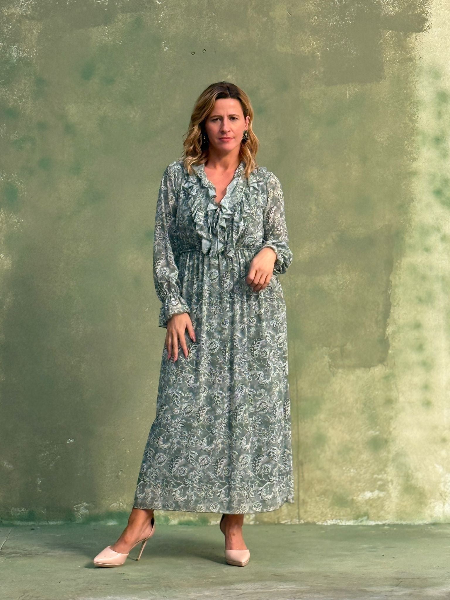 Vestido estampado longo
