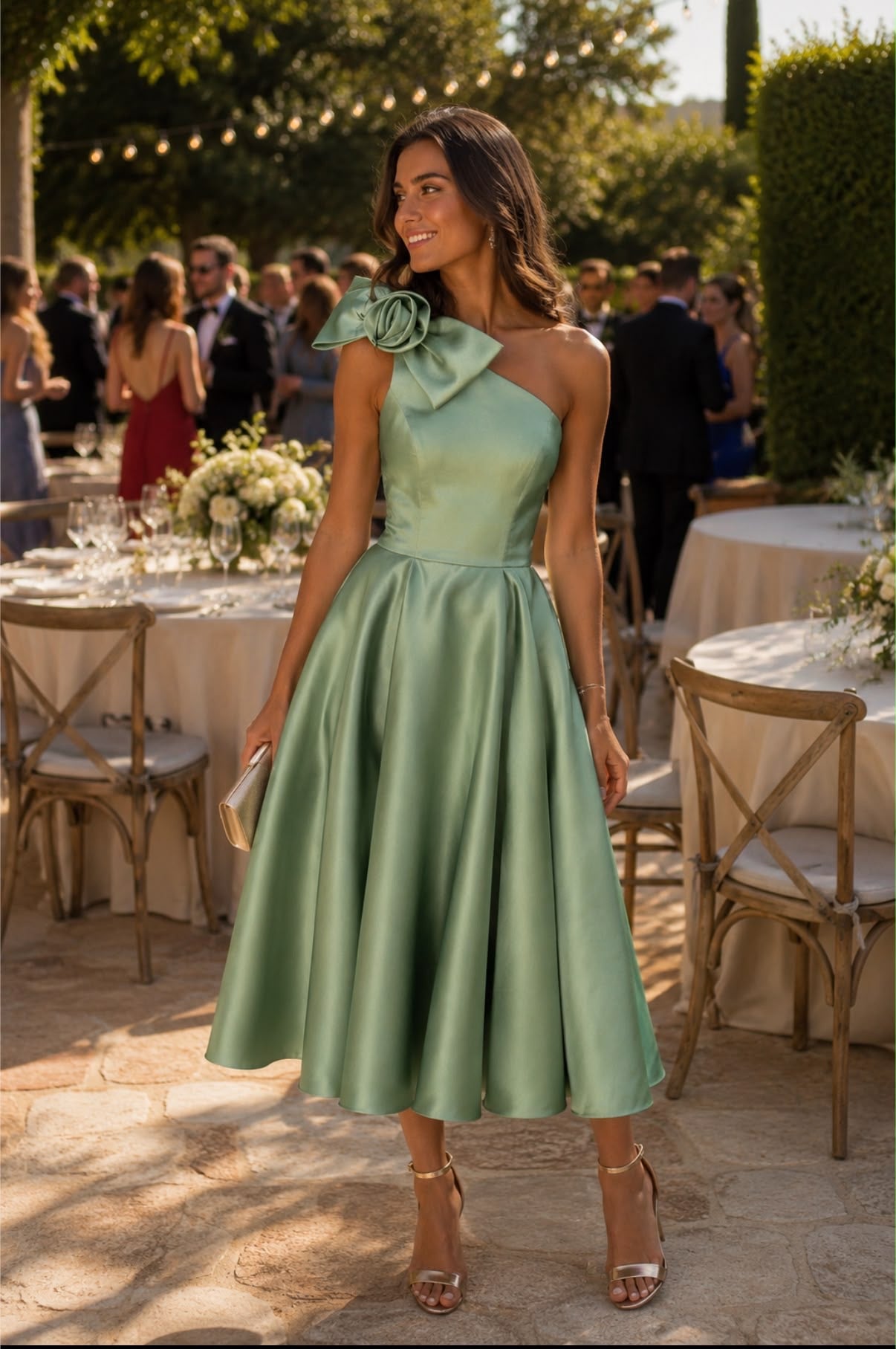 VESTIDO MIDI BROCADO ELEGANCE