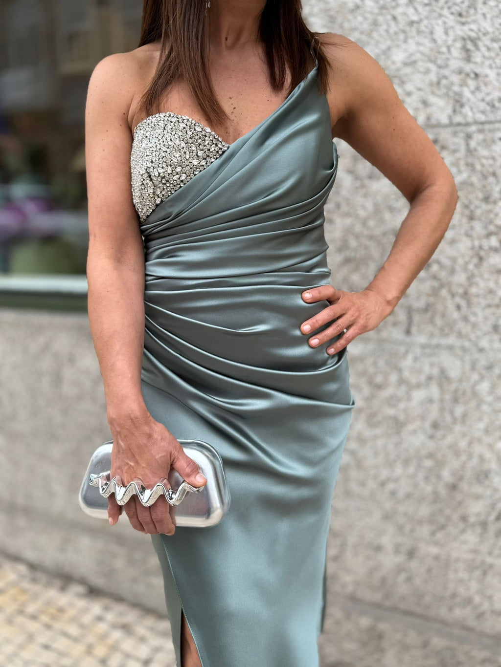 VESTIDO VERDE AGUA