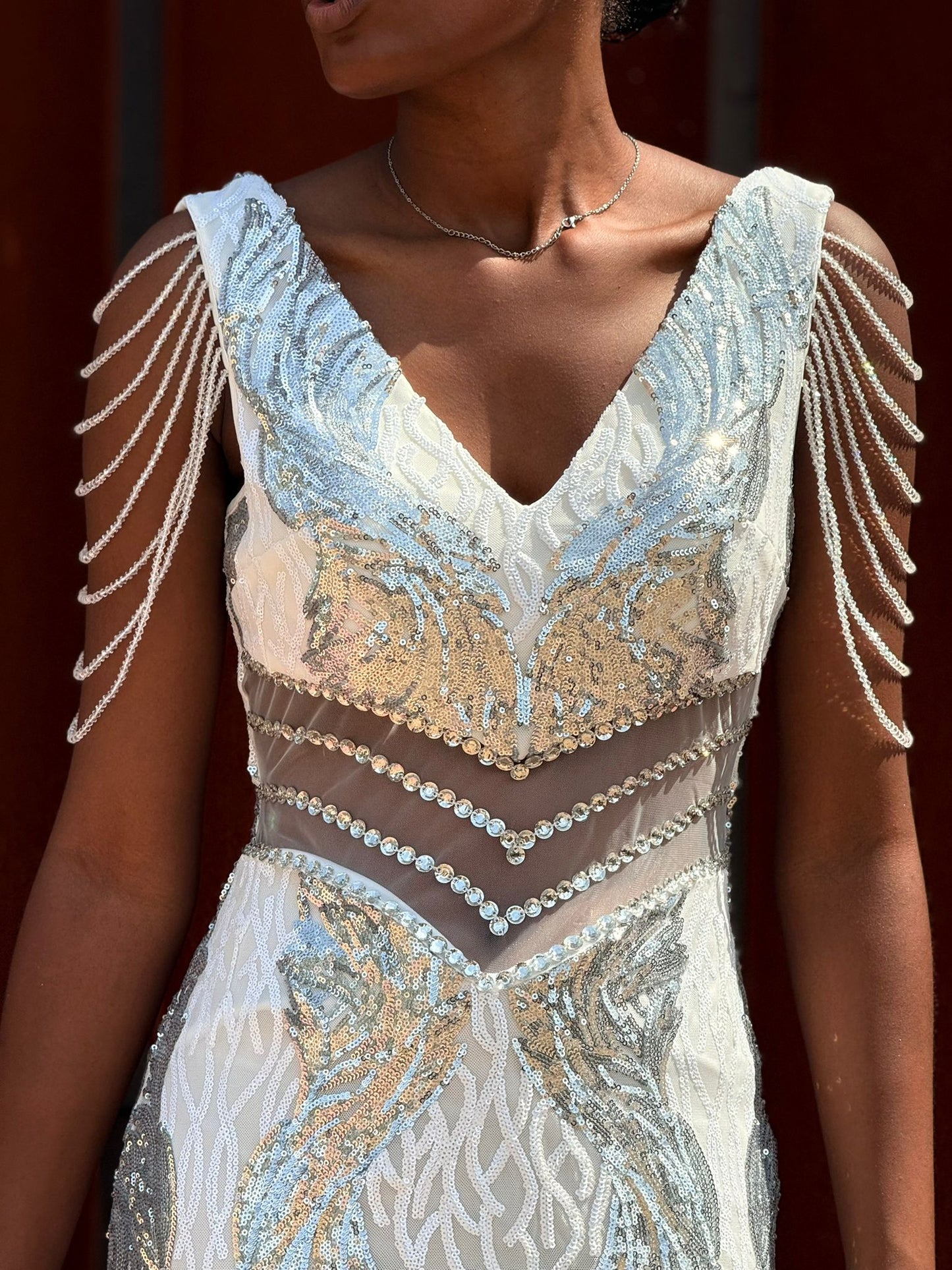 Vestido sereia em pedraria