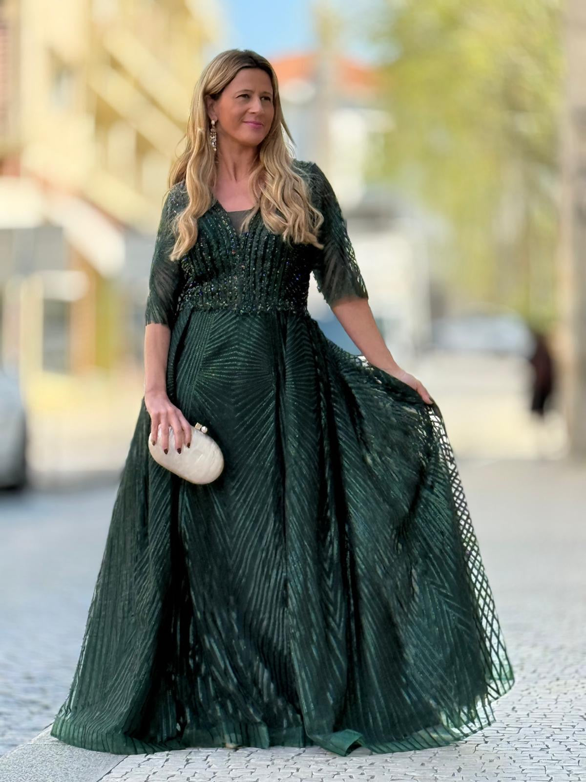 VESTIDO VERDE LANTEJOULAS