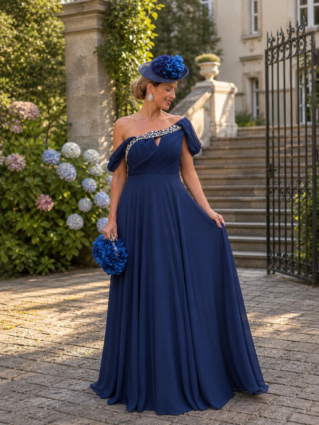 VESTIDO AZUL MARINHO OMBRO A OMBRO