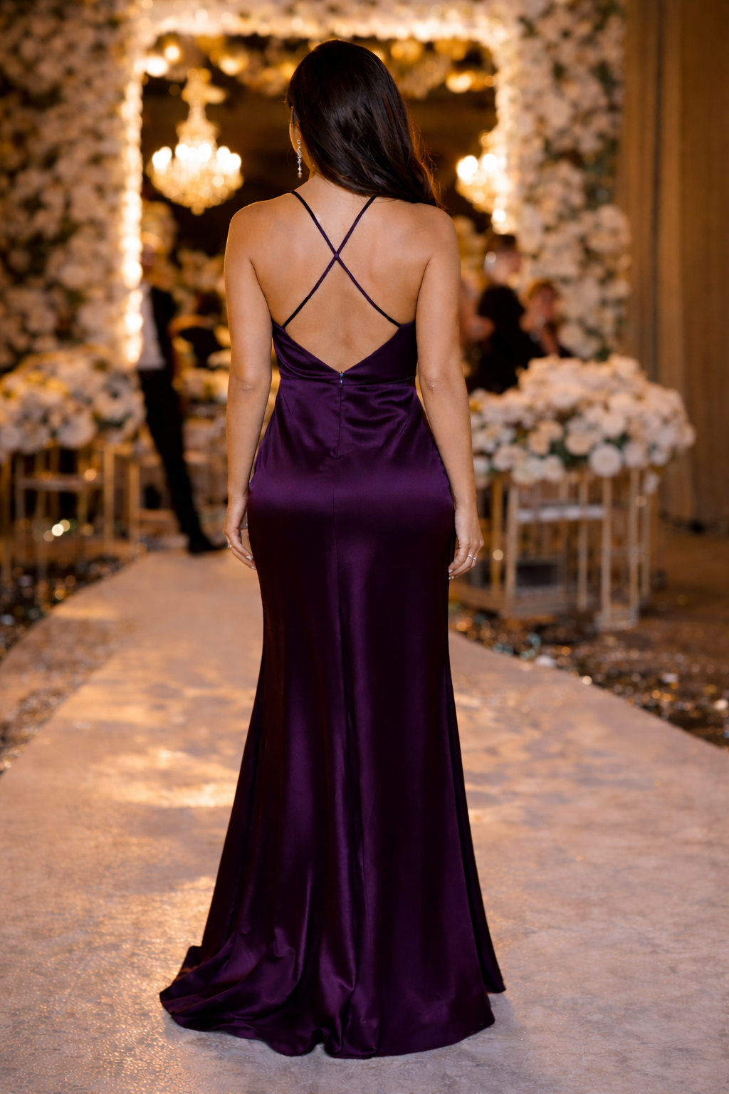 VESTIDO DE CETIM BERINGELA