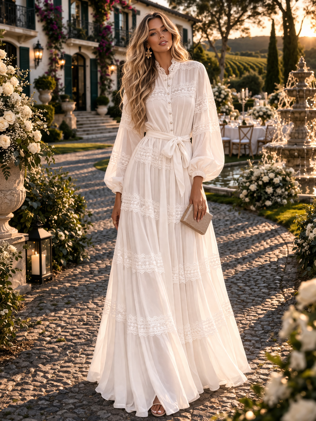 VESTIDO BRANCO COM RENDA