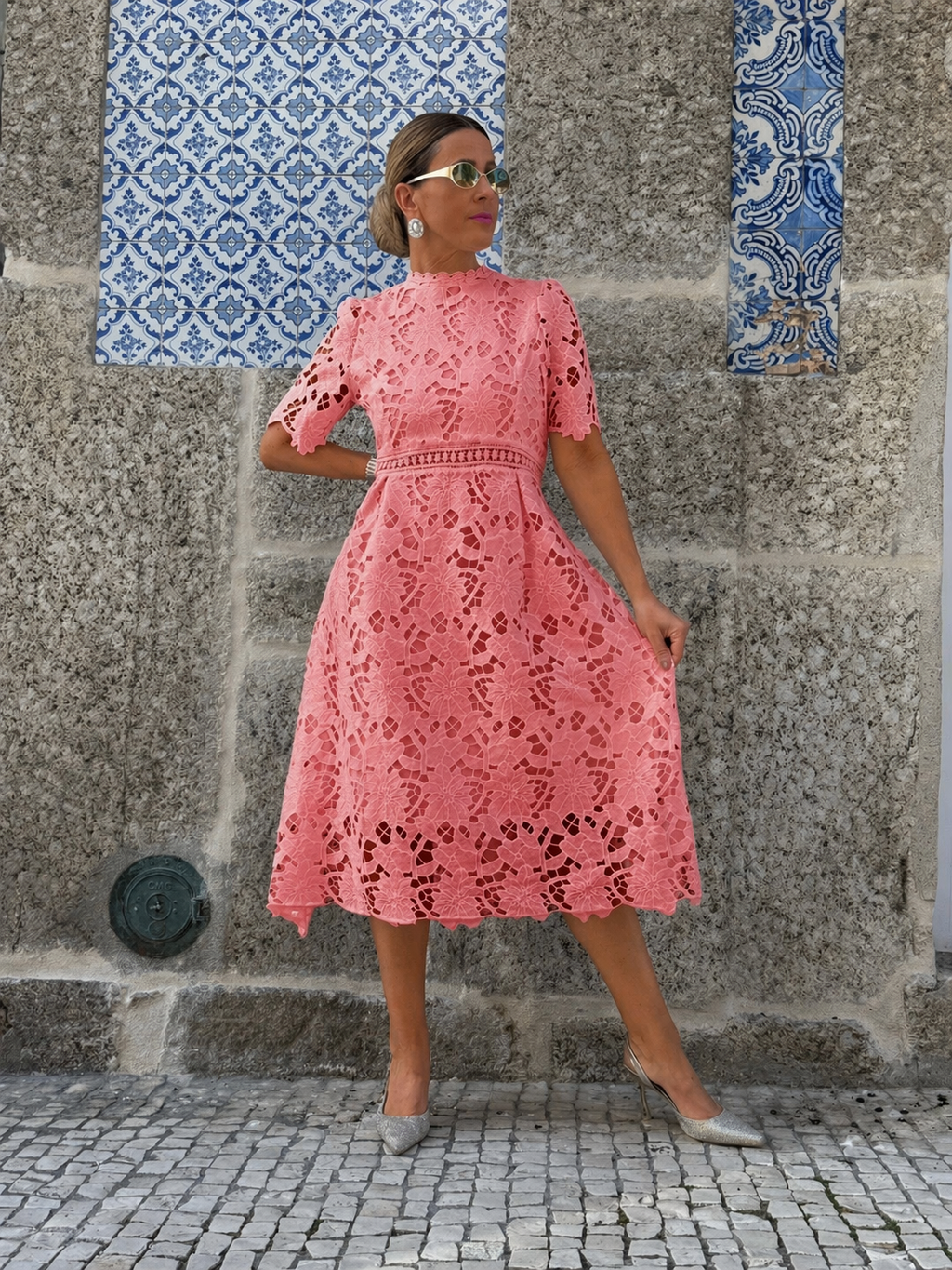VESTIDO MIDI CORAL