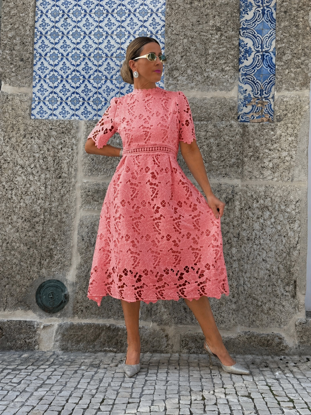 VESTIDO MIDI CORAL