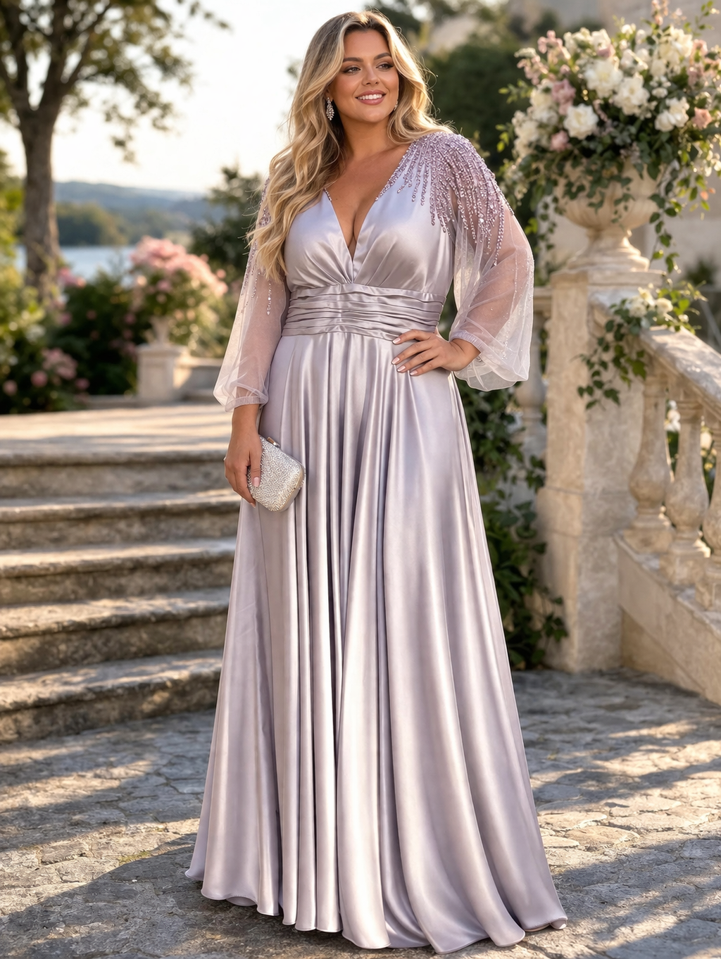 VESTIDO LAVANDA ACETINADO