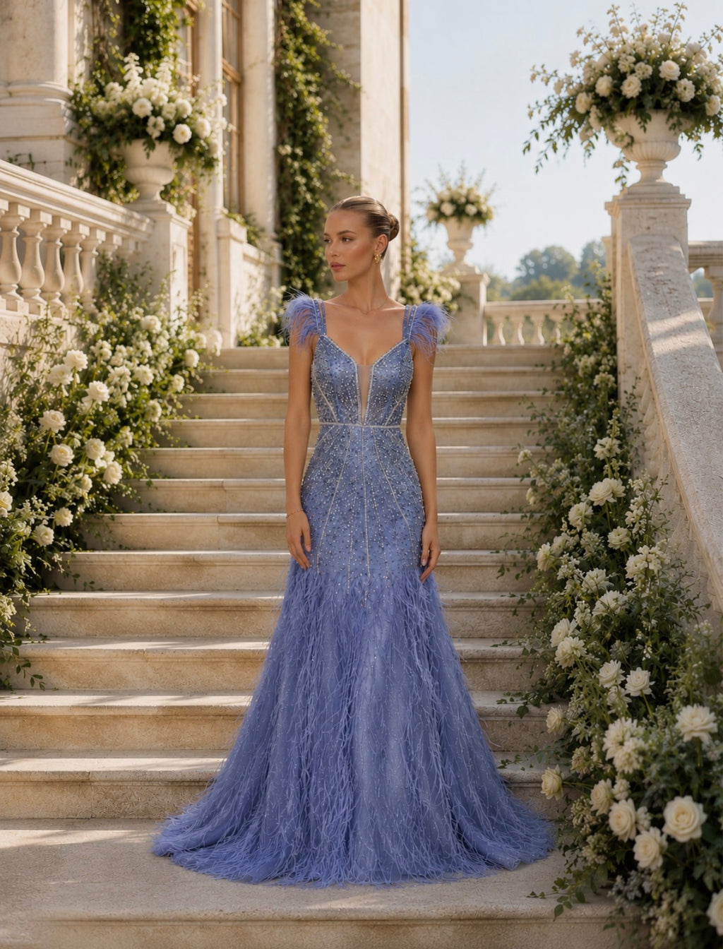VESTIDO AZUL PEDRARIA