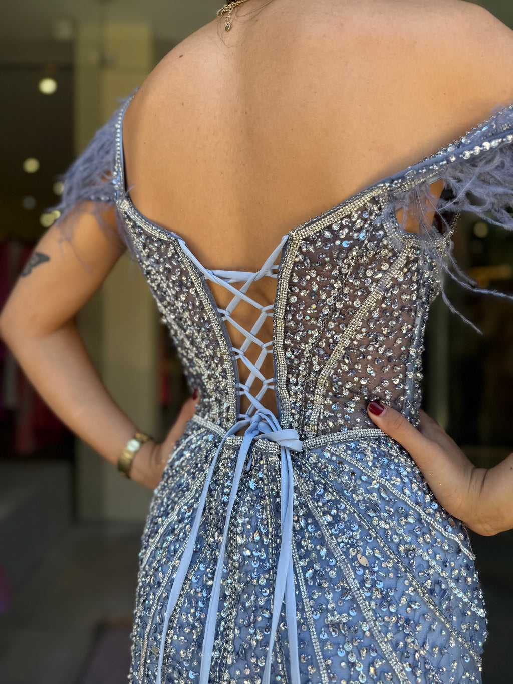 VESTIDO AZUL PEDRARIA