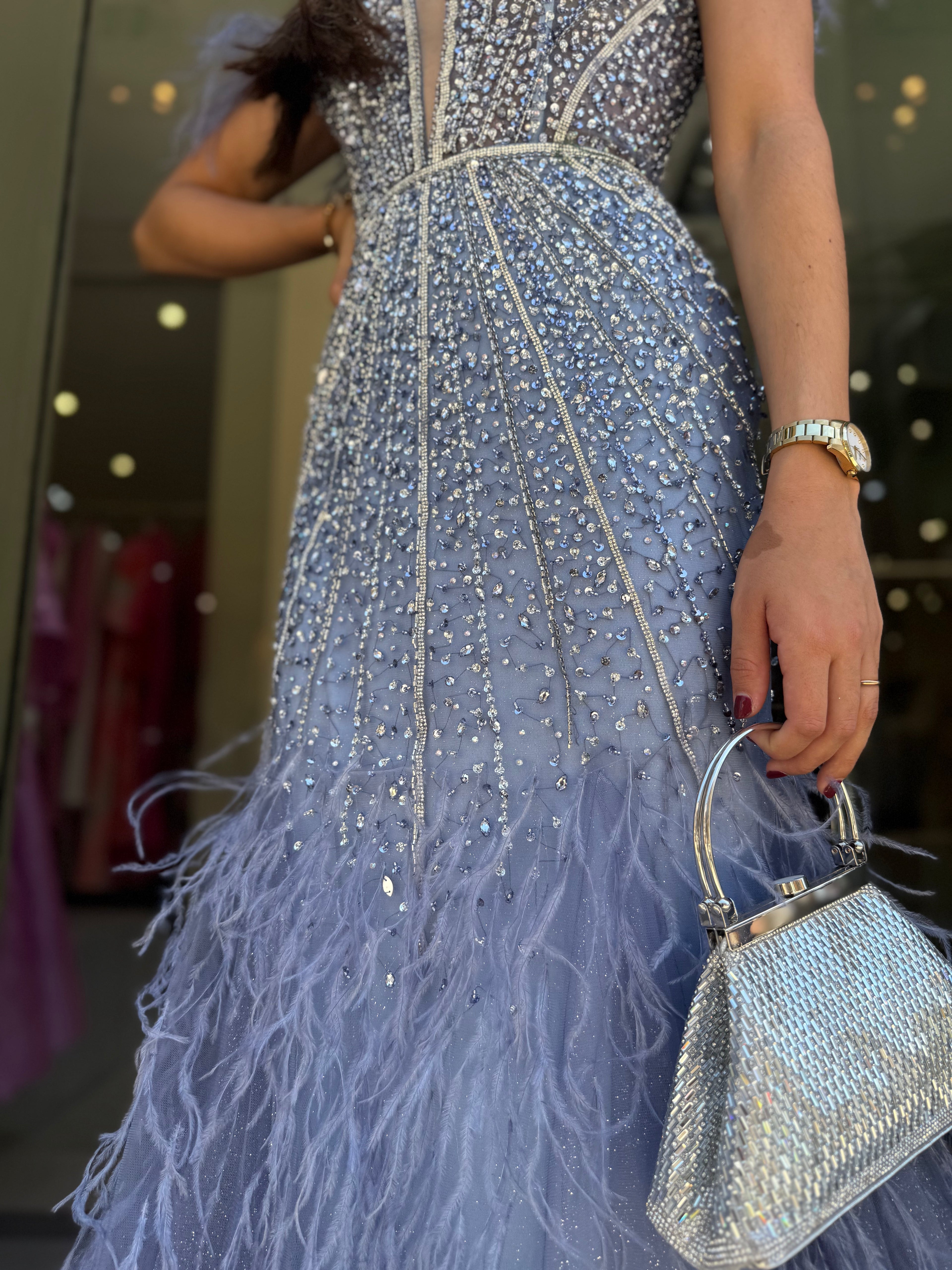VESTIDO AZUL PEDRARIA