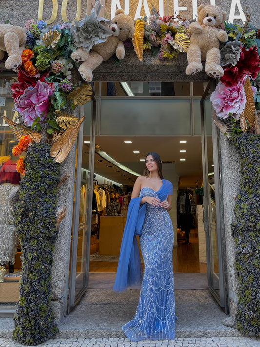 Vestido pérola e brilho
