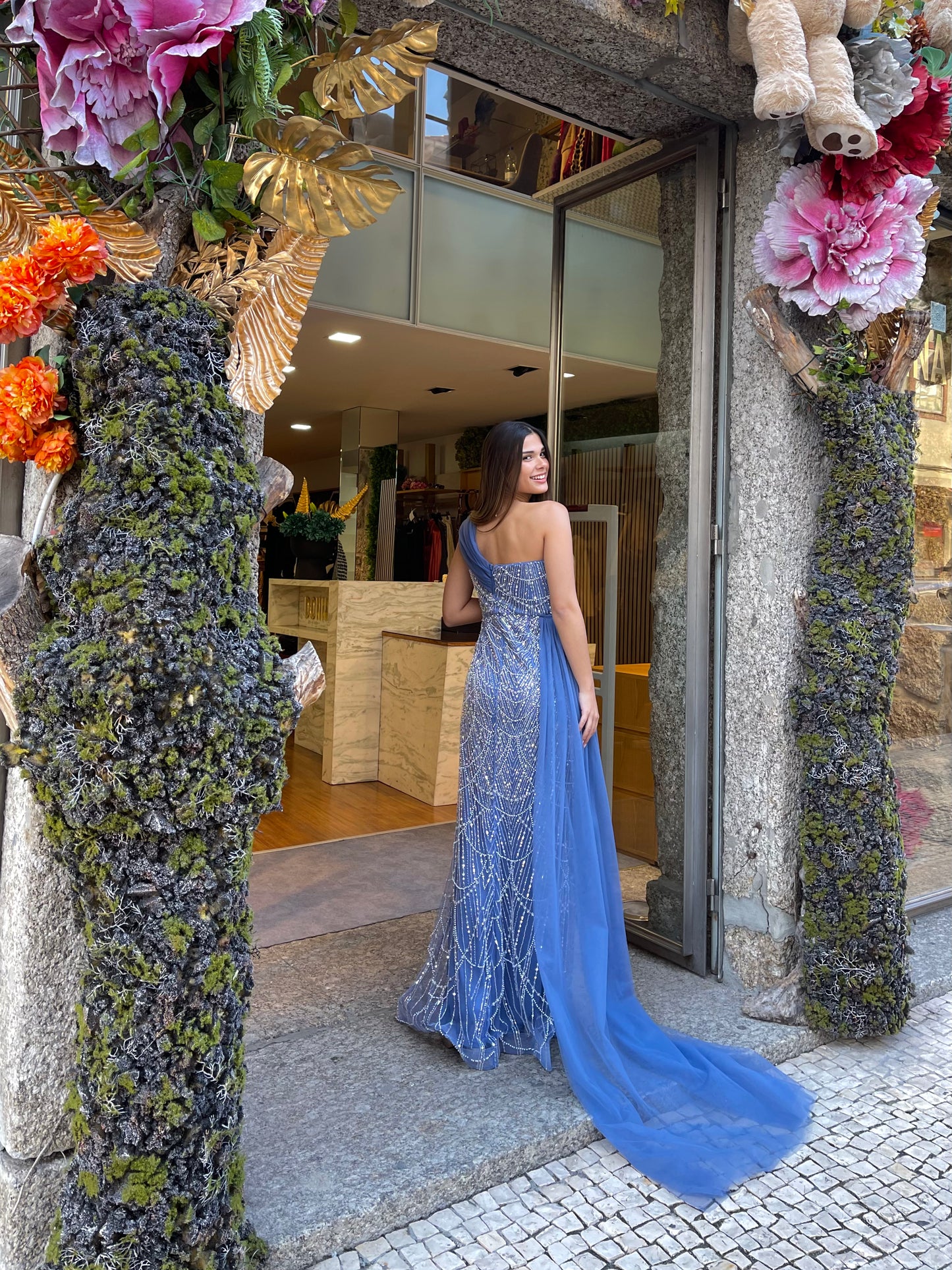 Vestido pérola e brilho