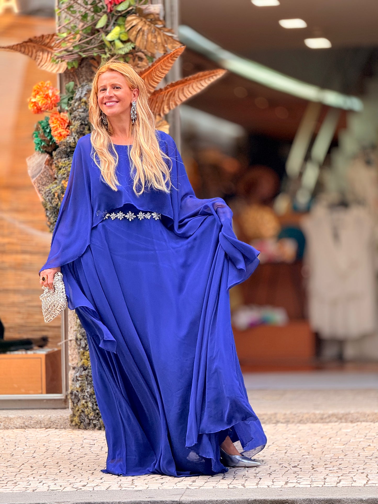 Vestido cinto em brilho