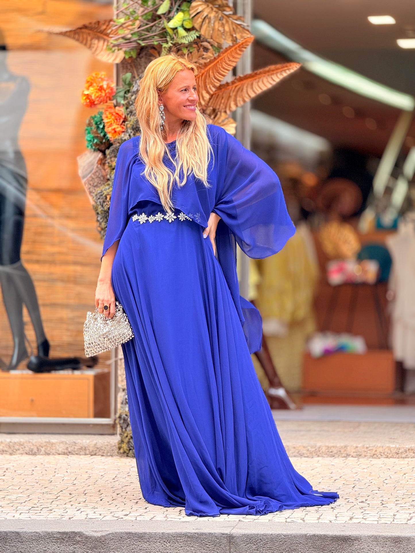 Vestido cinto em brilho