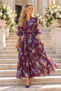 VESTIDO FLORAL VINHO