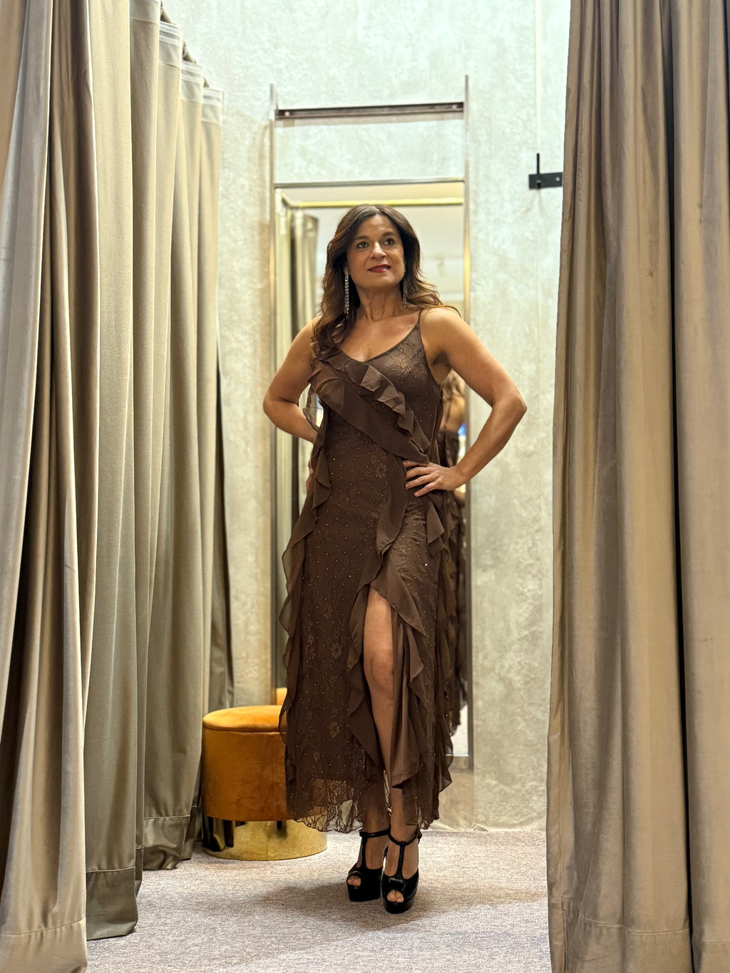 VESTIDO MIDI FOLHOS