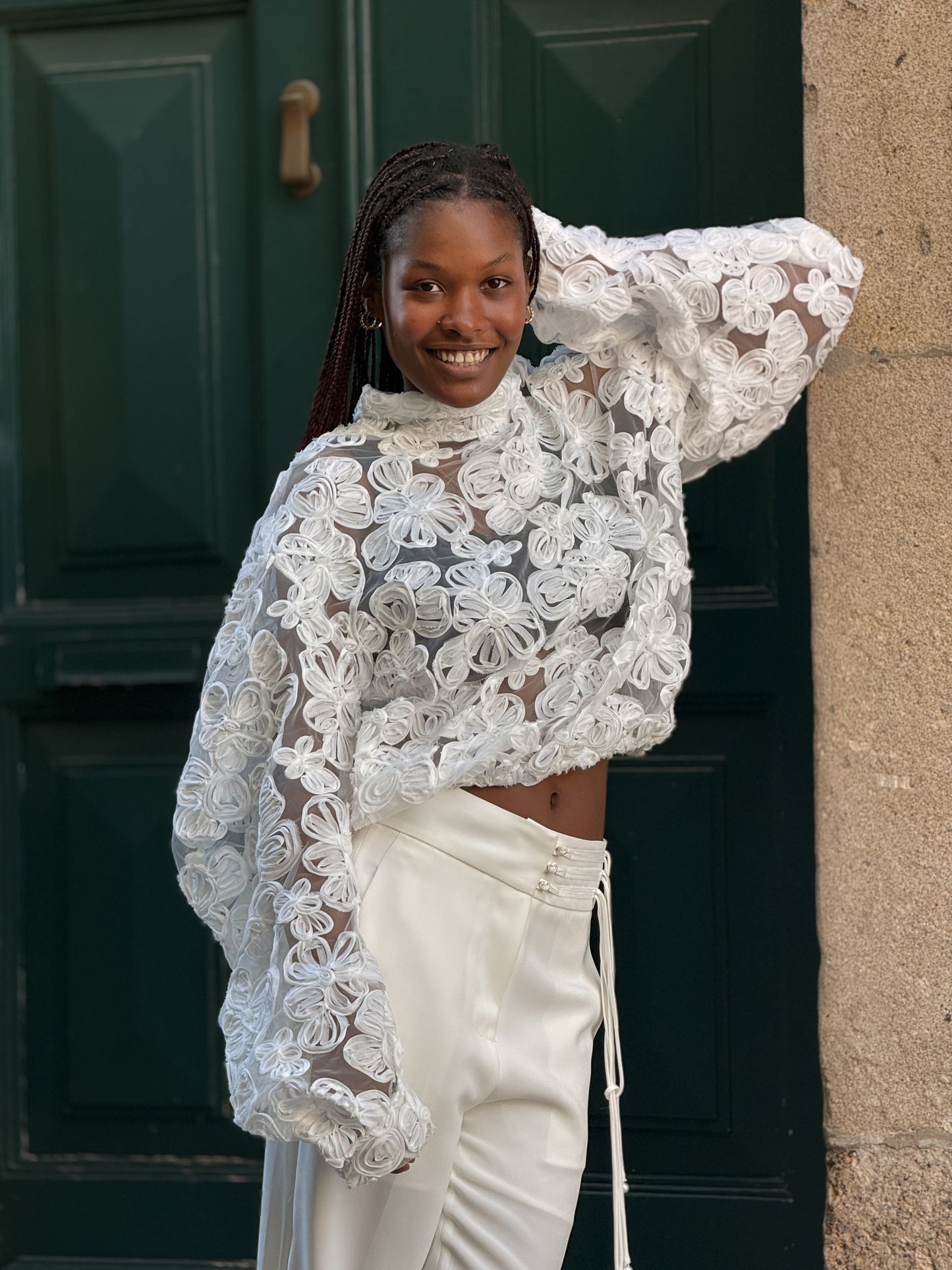 Blusa oversized bordada