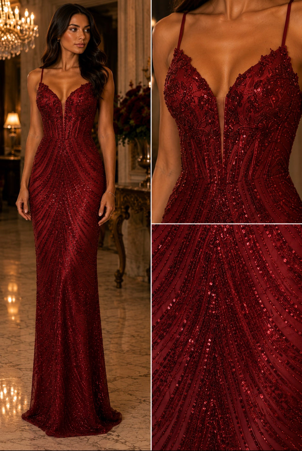 VESTIDO VERMELHO LANTEJOULAS