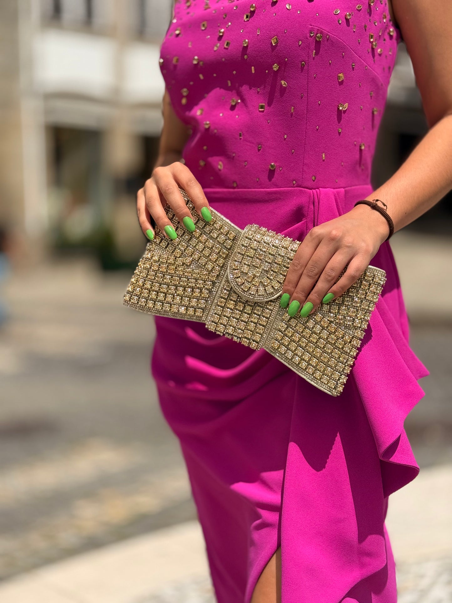 Vestido lexus midi com pedraria