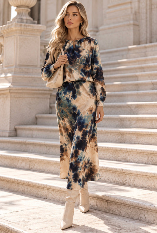 CONJUNTO ESTAMPADO TONS VERDE E AZUL