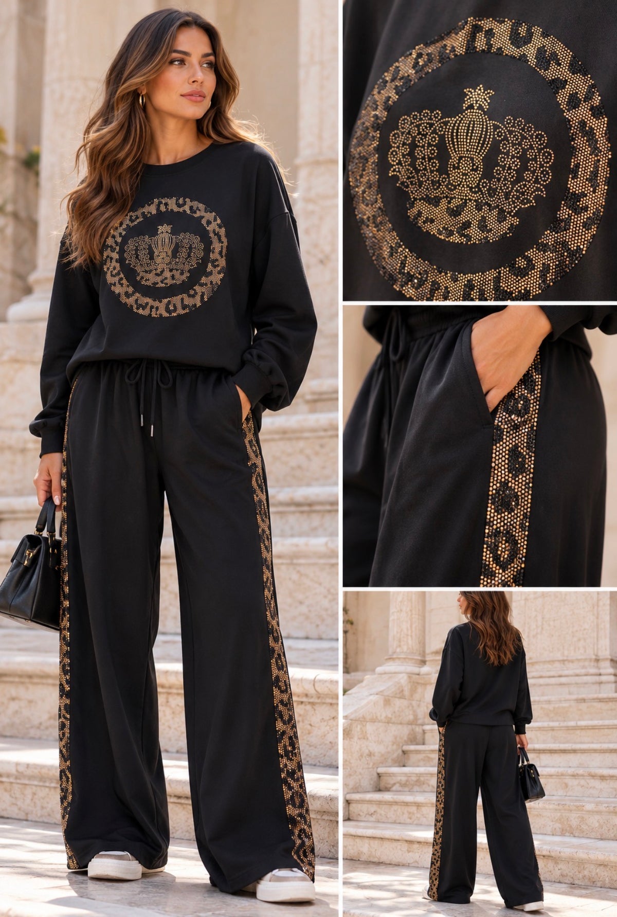 CONJUNTO PRETO COM DETALHES DOURADOS